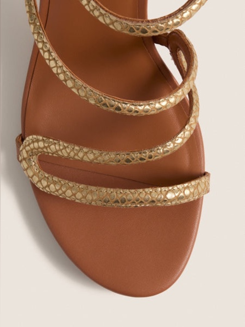 NWOT TUCKERNUCK SHOES Gold Croc Embossed Champagne Lara Sandal Heels - size 8 - Picture 3 of 10